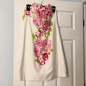LILLY PULITZER Strapless White Dress with Roses
